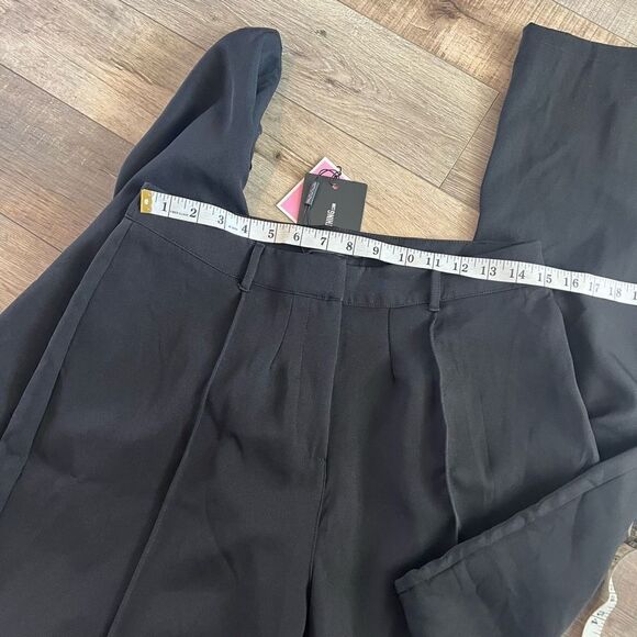 Pretty little thing black wide leg high waist trousers size 12 - Picture 5 of 9